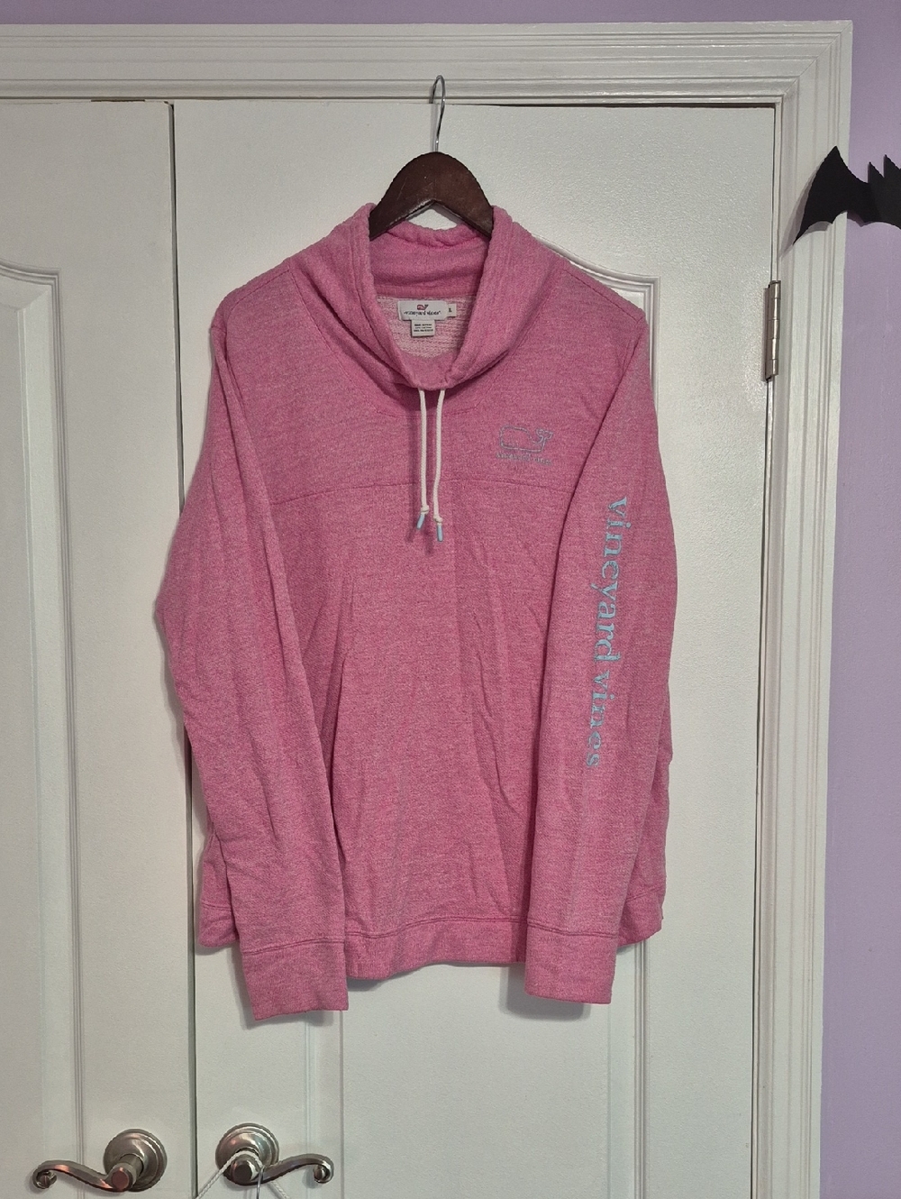 VINEYARD VINES Pink and Blue Cowl Neck Pullover Sweater